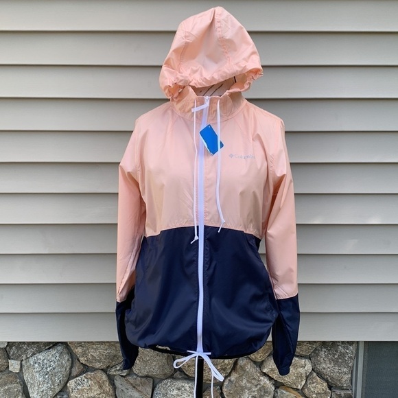 COLUMBIA Flash Forward Women’s Windbreaker - Peach Cloud/Nocturnal - Picture 16 of 16